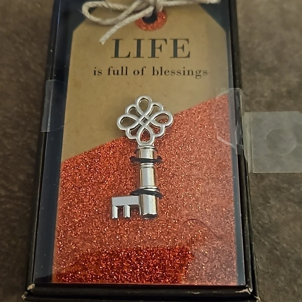 5/$25 Cardboard Gift Tag Key Charm Life Is Full of Blessings